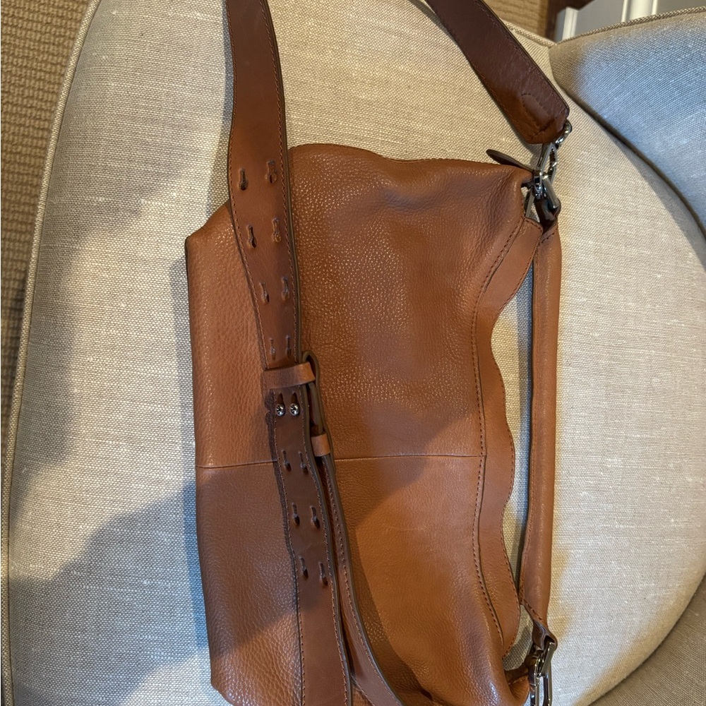 Mango Tan Leather Crossbody Handbag